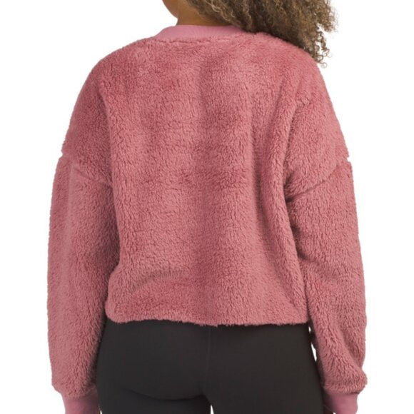 Calvin Klein Sherpa Pullover Sweatshirt Mauve Valentine's Day Large - Picture 2 of 2